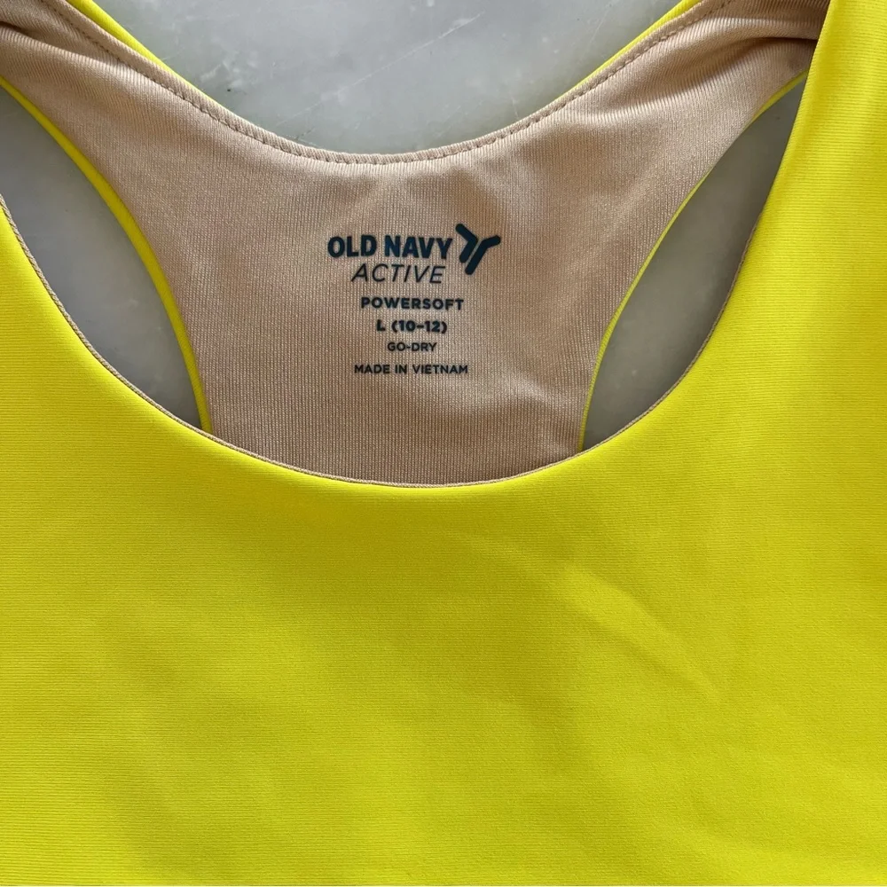 Old Navy Active Go Dry crop tank top. Neon yellow. L 10-12.